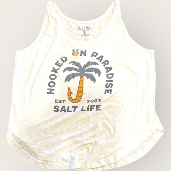 Salt Life Cream Tank Top with Palm Graphic - Picture 2 of 9
